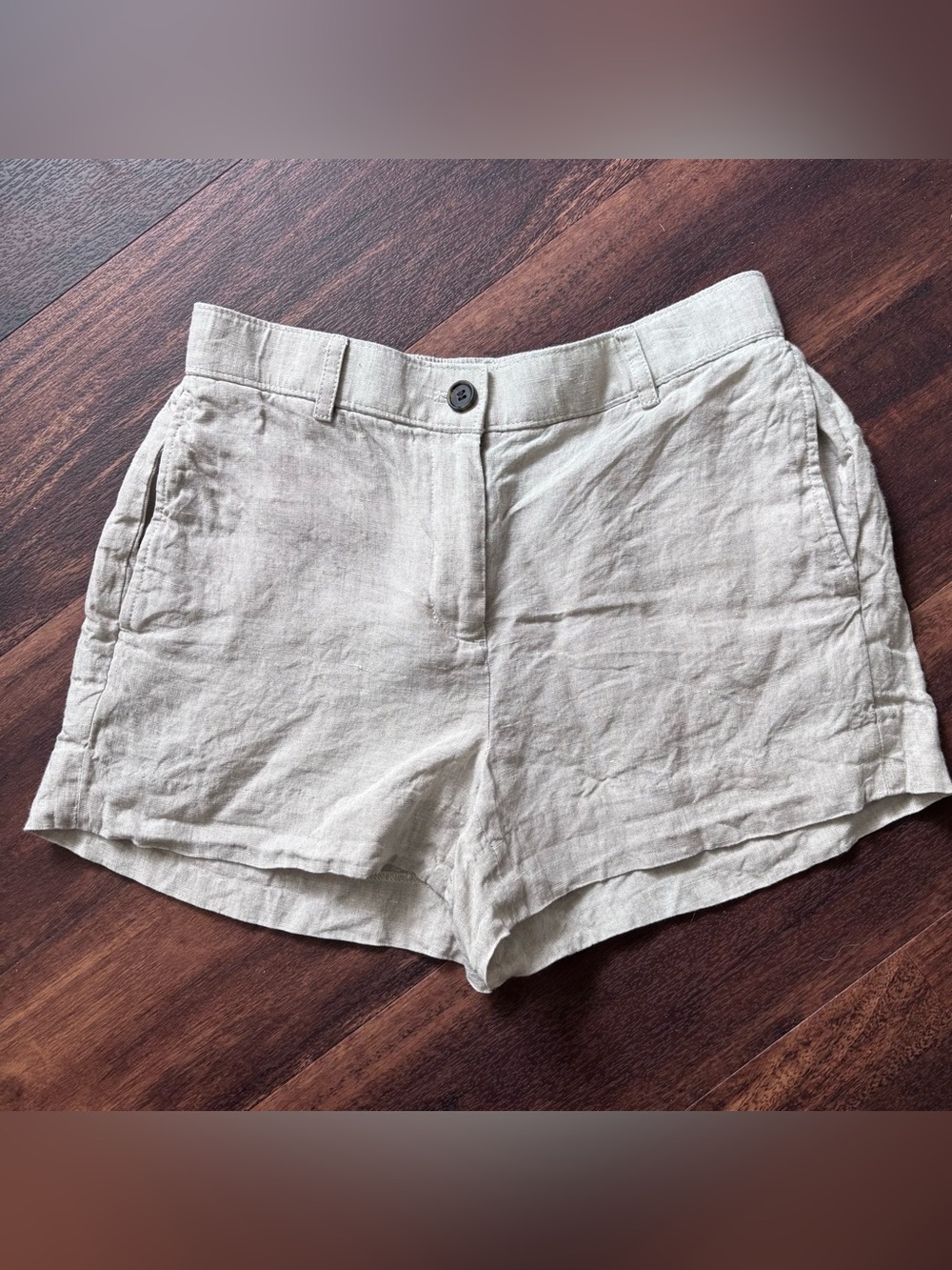 J. Crew High-Waist Line Shorts in beige size xs summer
